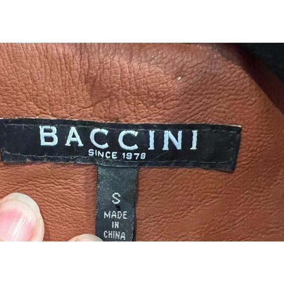 Baccini Womens Moto Jacket Faux Leather Zip Pockets Lined SIZE Small - Picture 3 of 6